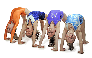 Young gymnasts doing the bridge